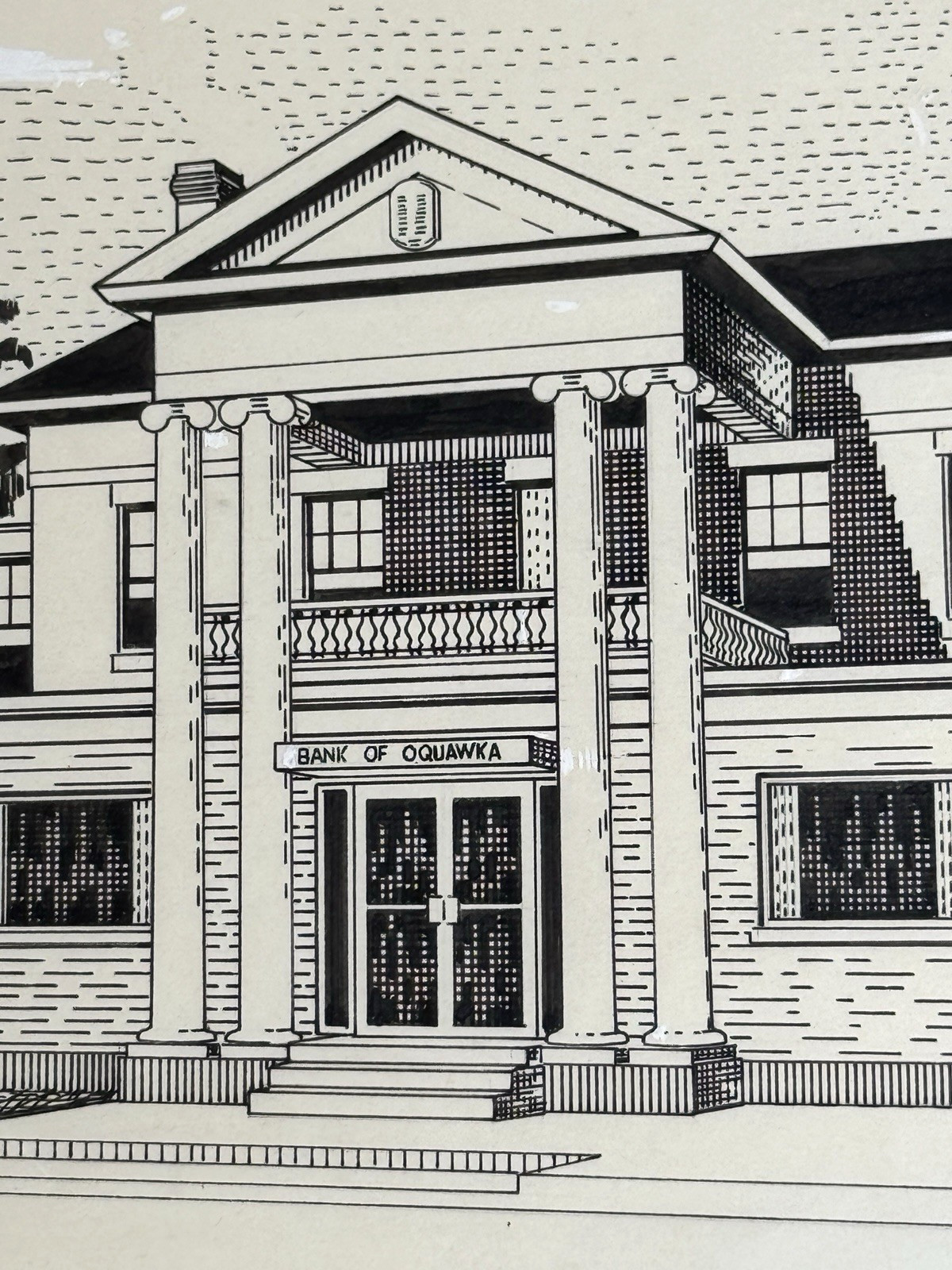 Vintage Printing Company Artwork – Bank of Oquawka Building OQUAWKA ILLINOIS