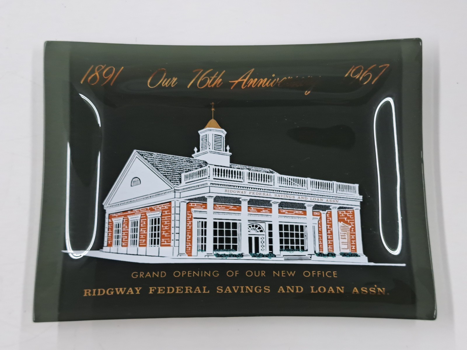 Vintage Tray Advertising Ridgway Federal Savings & Loan Assn. 76th Anniversary