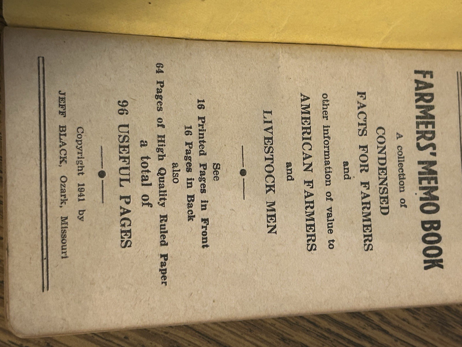 1941 Farmers Mutual Liability Insurance Advertising Memo Book Indy South Bend