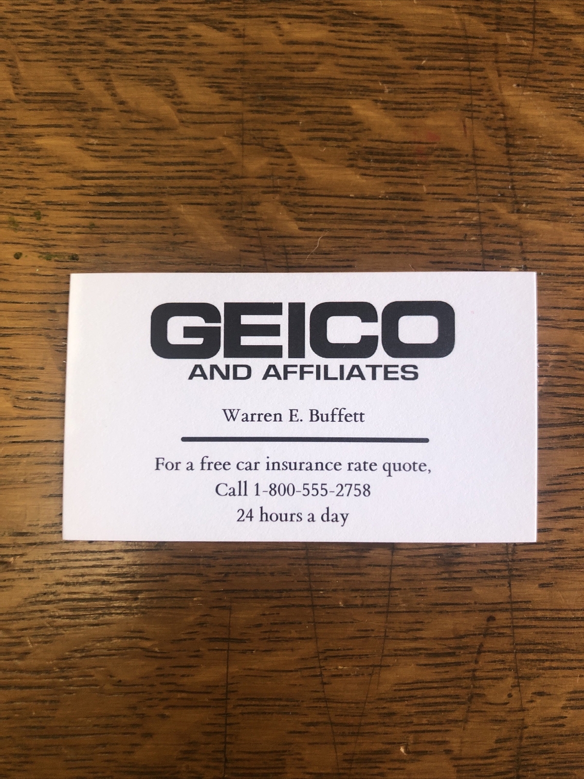 Warren Buffett GEICO Businesscard 1990s Richest Man Alive