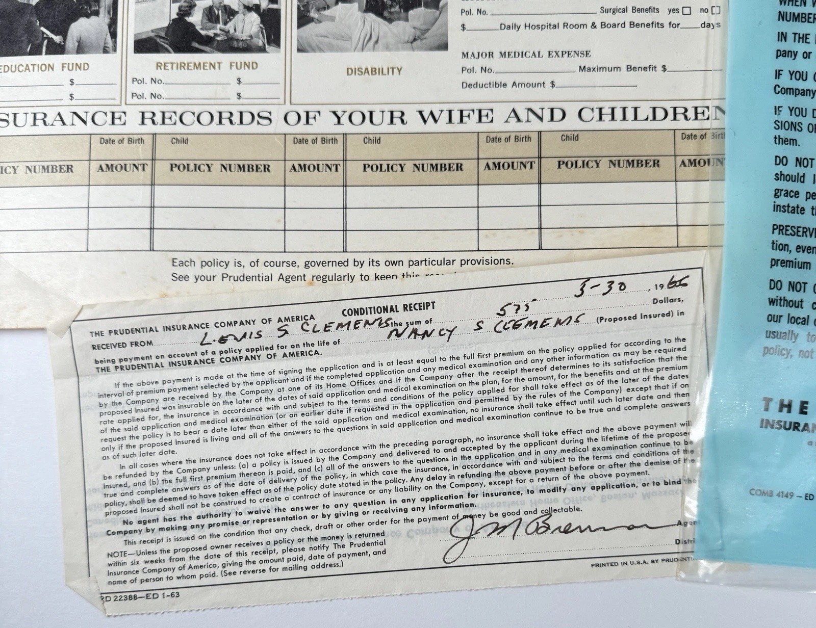 Vintage 1940s Prudential Insurance Ephemera Lot – Policies, Forms, Portfolio
