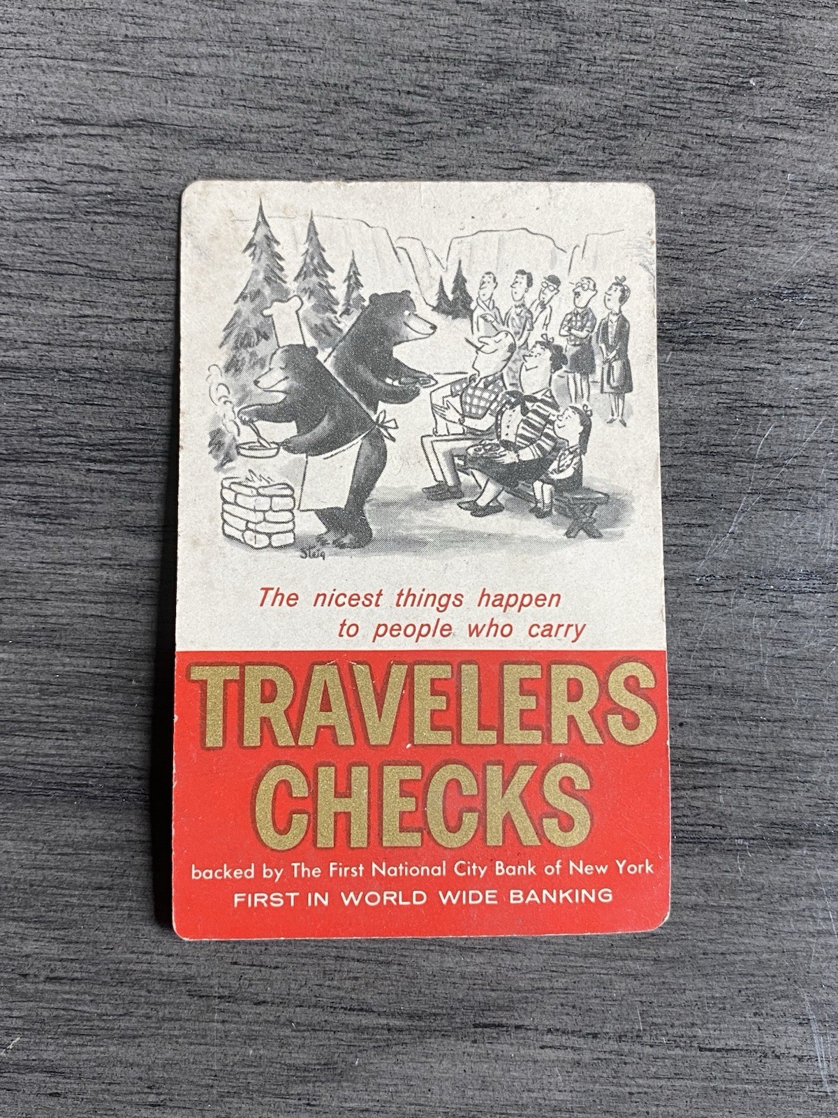 Kingsport 1961 First National City Bank Travelers Checks Calendar Card Ephemera