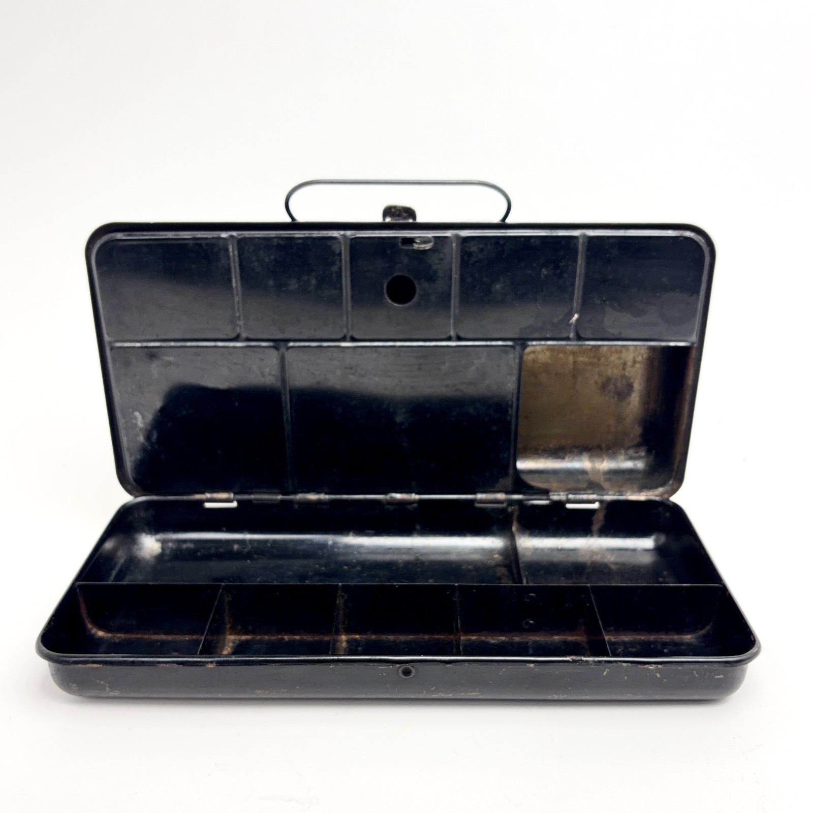 Antique Japanned Tackle Box — Bank Box w/Brass Cam & Latch — Late 19th C.