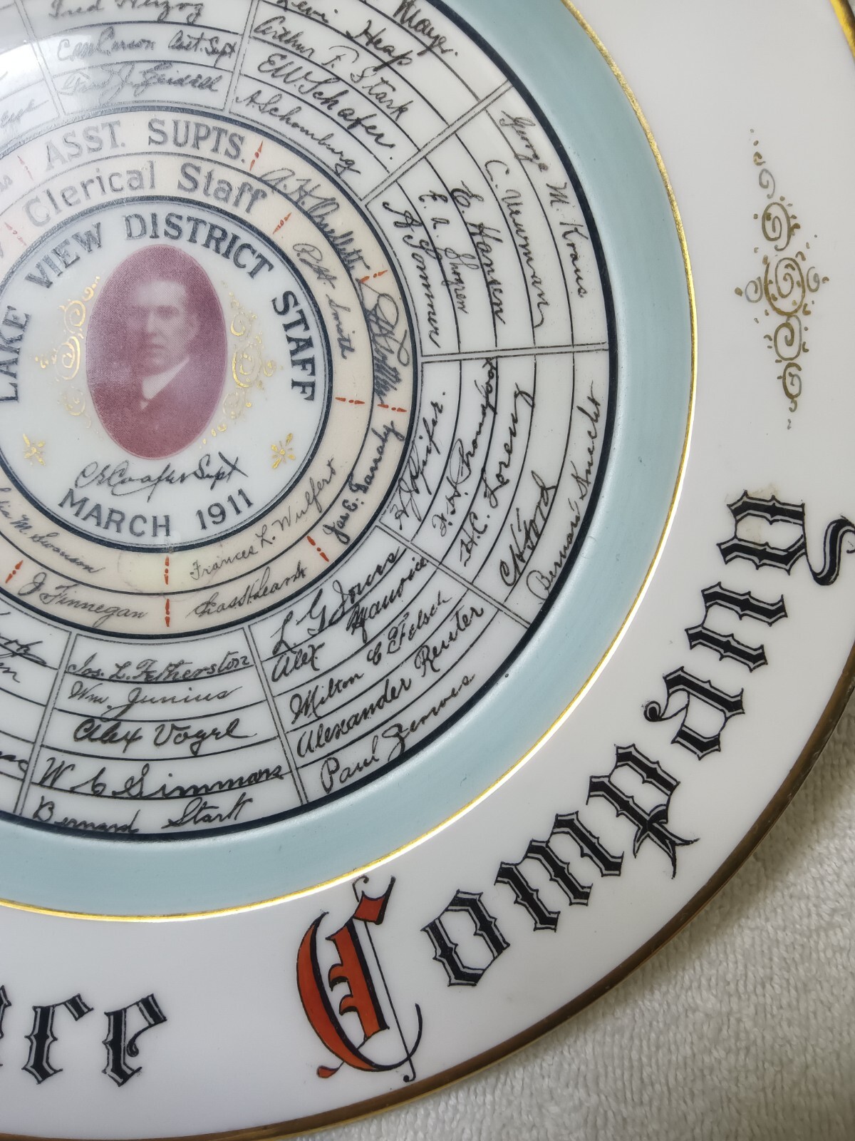 Metropolitan life insurance 1911 china plate District staff vtg banking