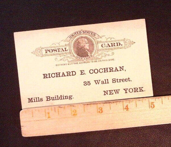 US Life Insurance Policy 1800s Postal Card 35 Wall Street NYC New York City