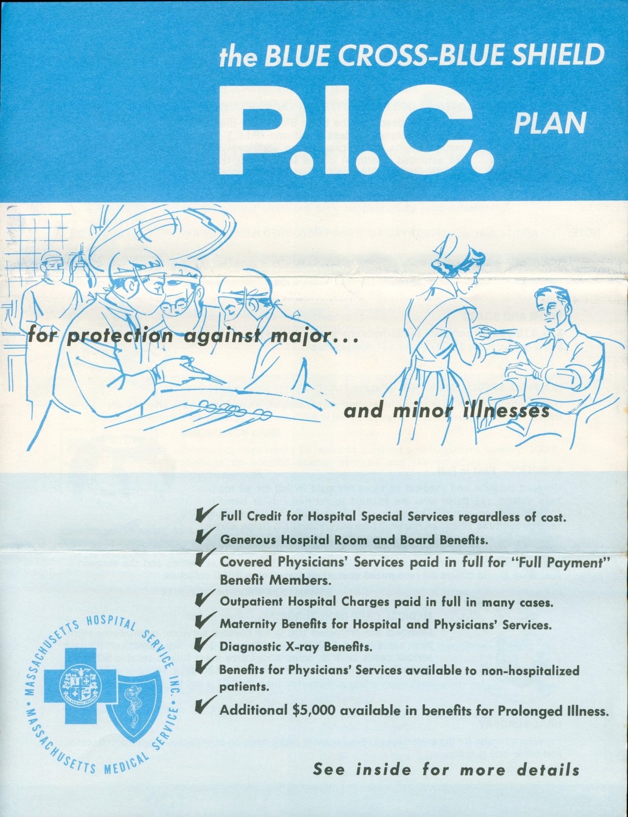 1959 Blue Cross Shield PIC Insurance Plan Advertising Massachusetts Medical MA