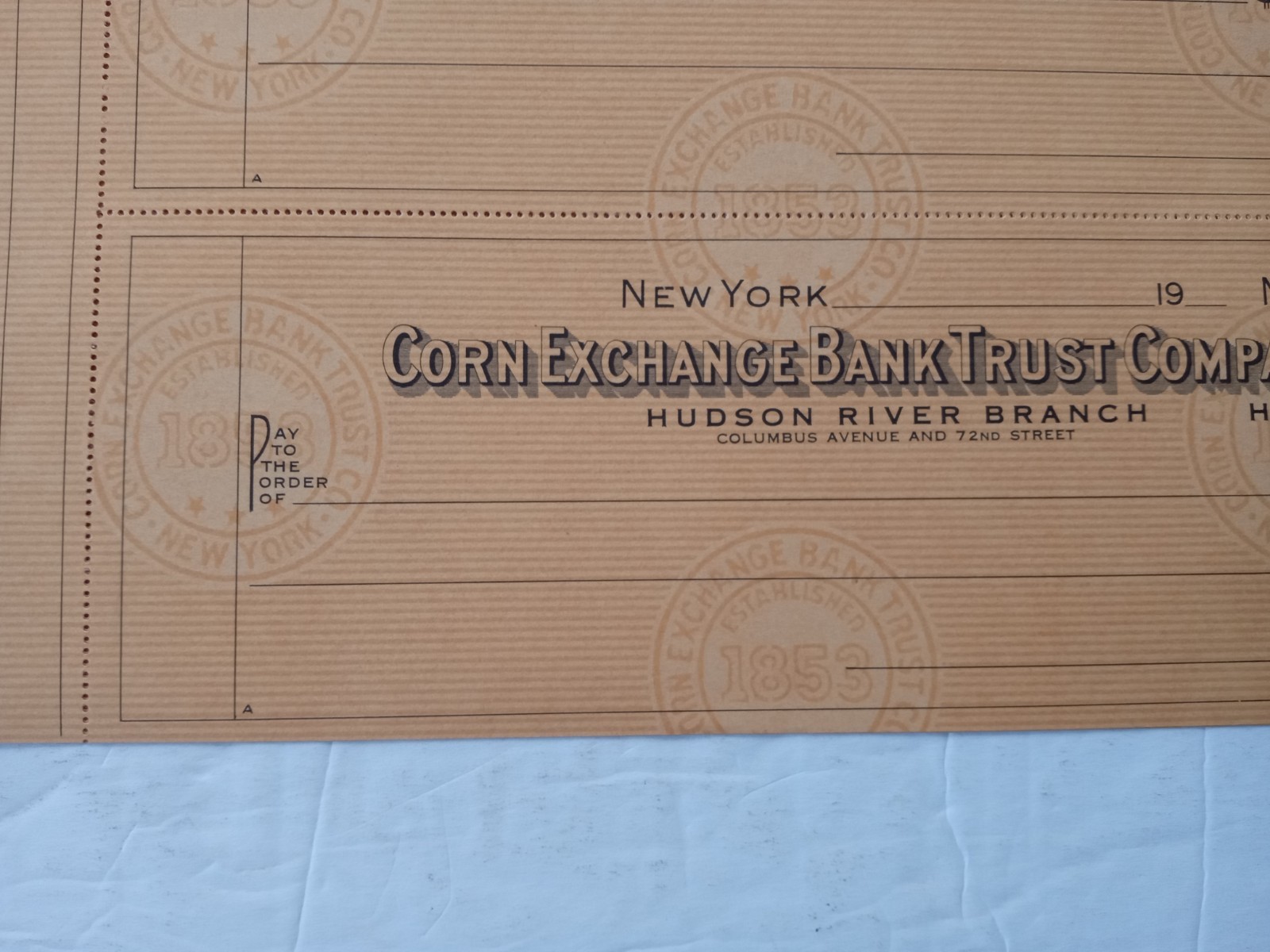 CORN EXCHANGE BANK TRUST Co. Hudson River NY Branch (9) Blanck Checks c.1945-50