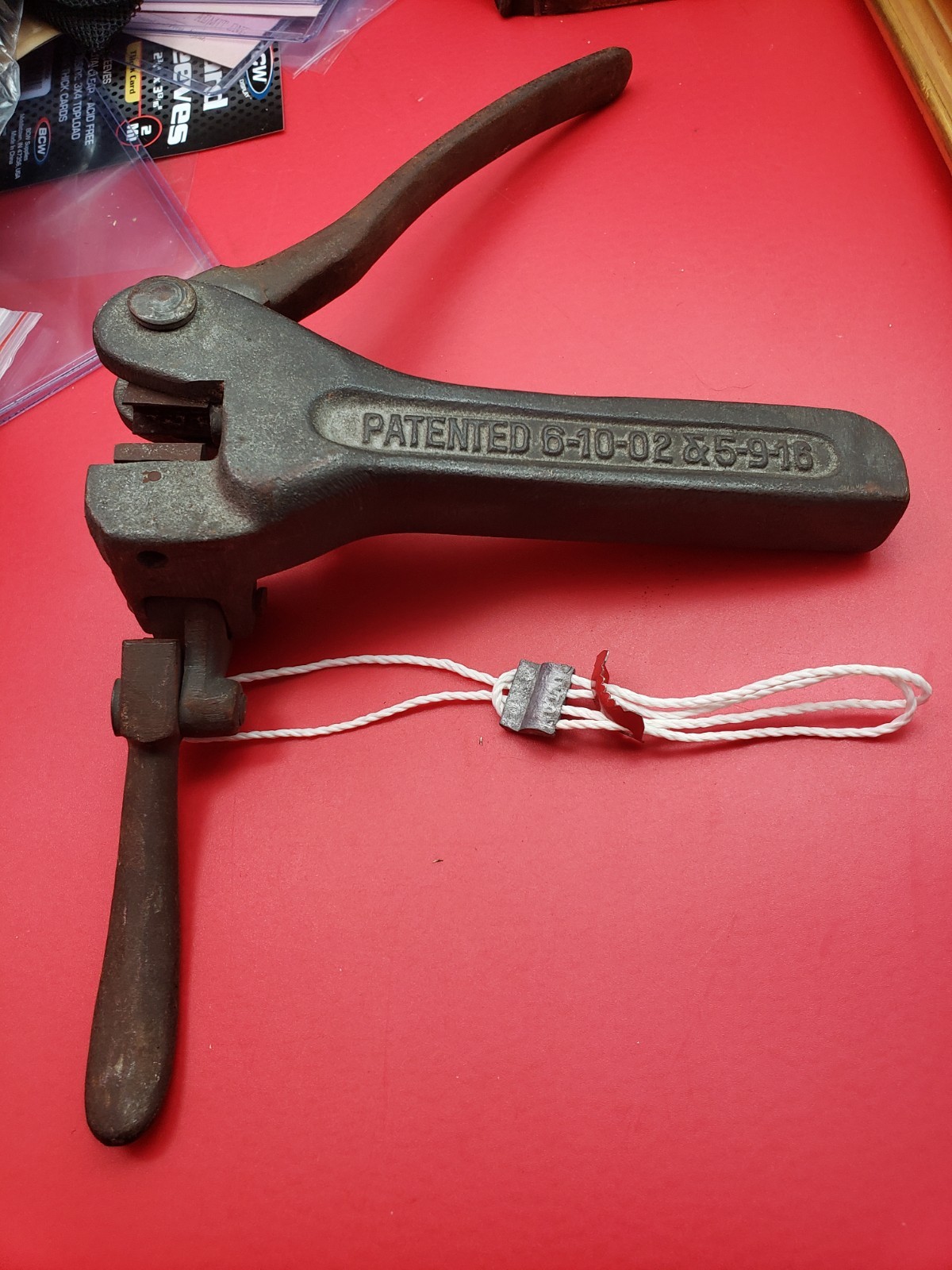 1916 PORTER LEAD SAFETY SEAL BANK BAG CRIMPER RARE ANTIQUE CHECKOLLER BROS CO.!!
