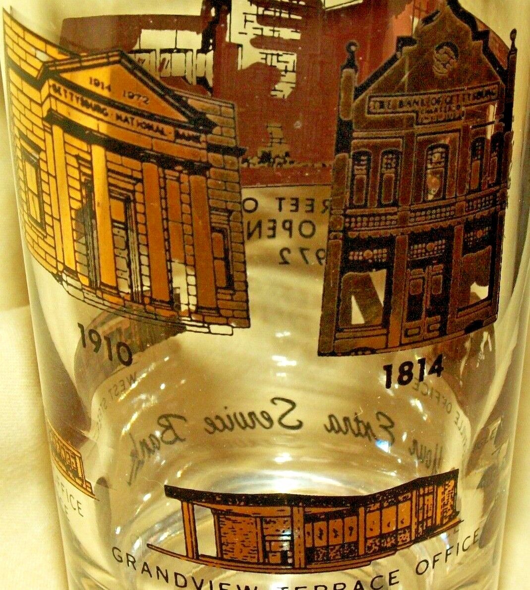 Gettysburg National Bank Glass Gold York St 1972 Biglerville Grandview 1814 1910