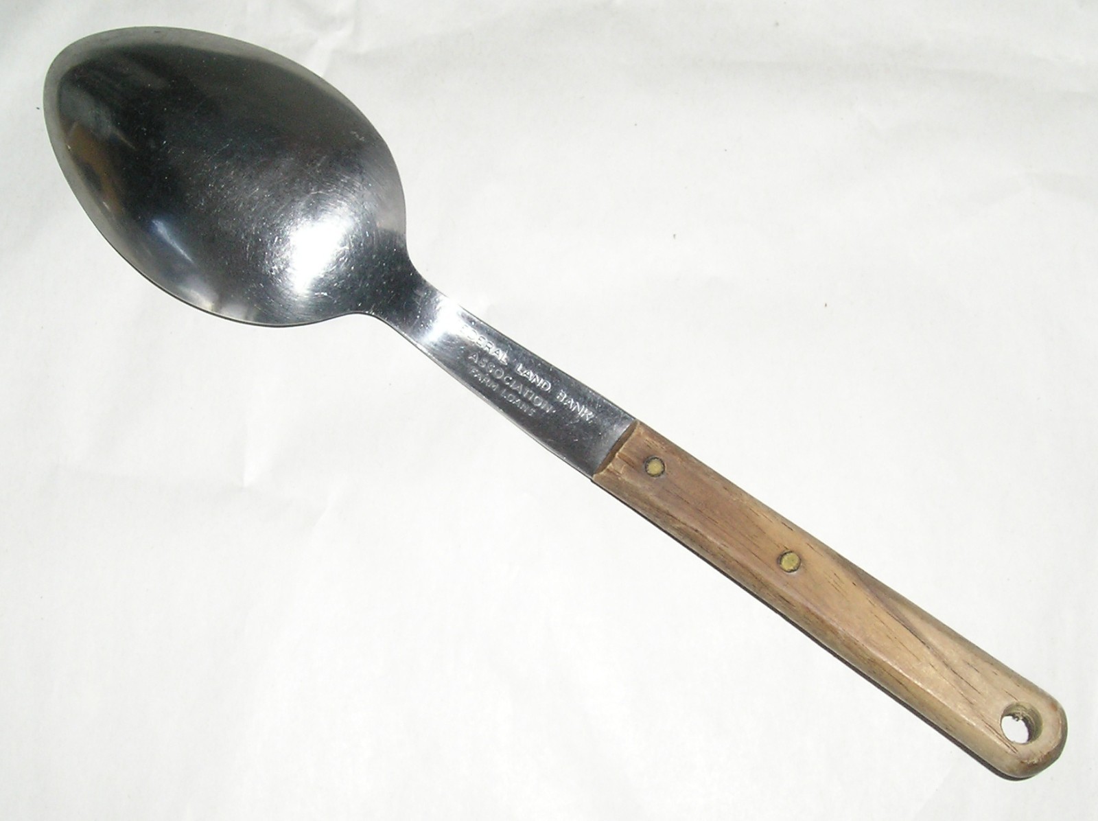 Federal Land Bank Association Large Serving Spoon – Raised Lettering – 11″ Long