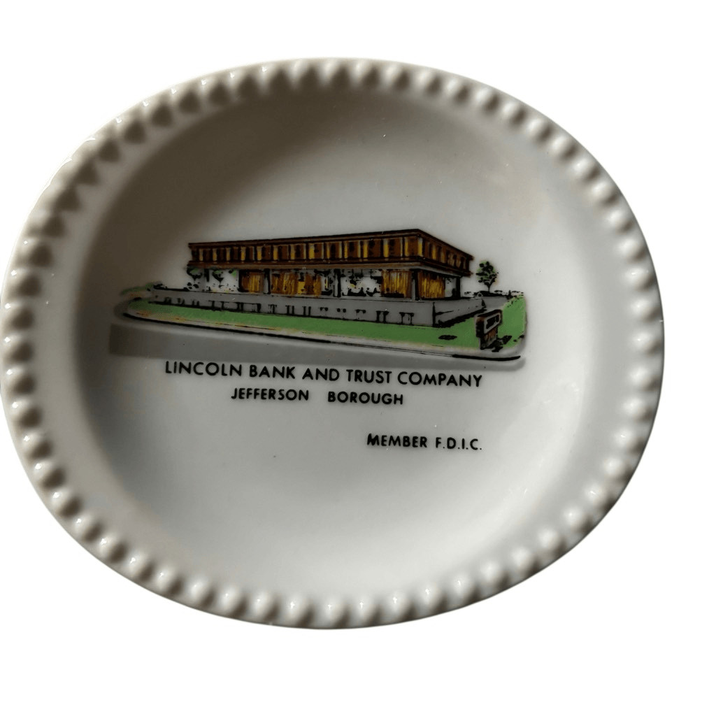 2 Lincoln Bank And Trust Jefferson Borough Pa Oval Ceramic Trinket Dishes