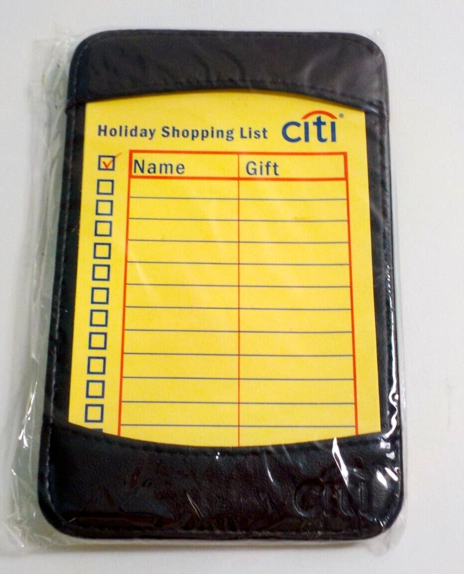 Vintage Citibank Faux Leather Case with Holiday Shopping List Sheets Unopened