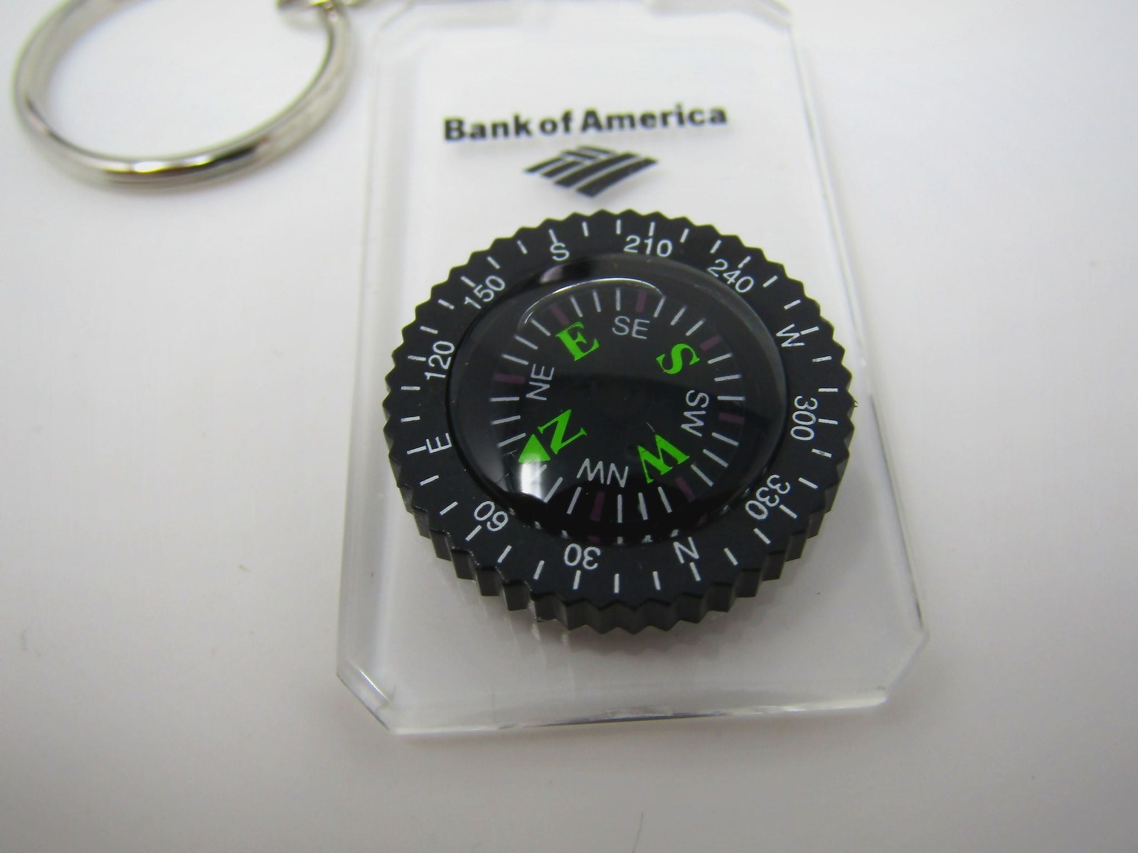 Vintage Bank of America Keychain Brass Tone Metal Compass Fob Charm Non-Working