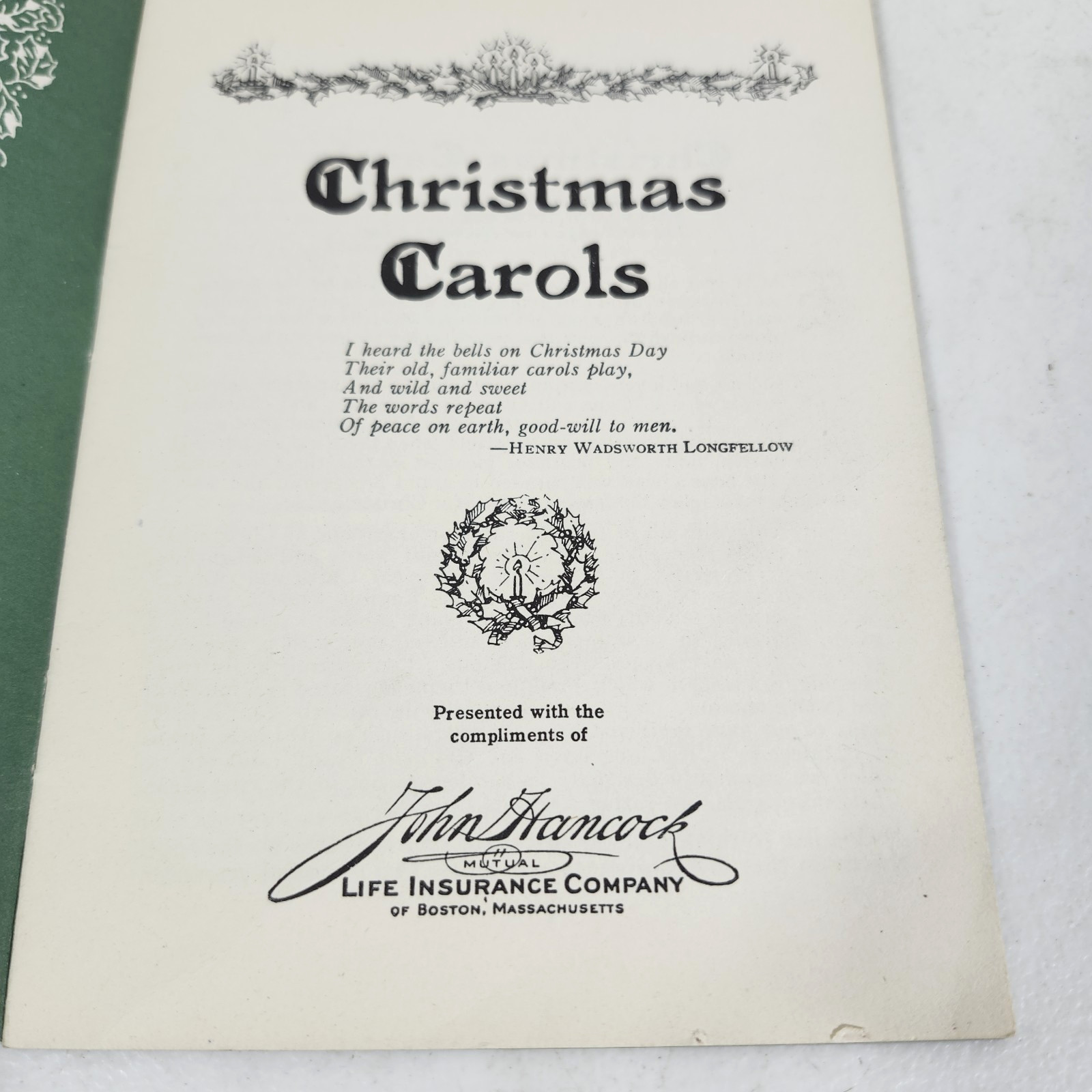 Vintage 1950’s Christmas Carols Booklet John Hancock Mutual Life Insurance Co.