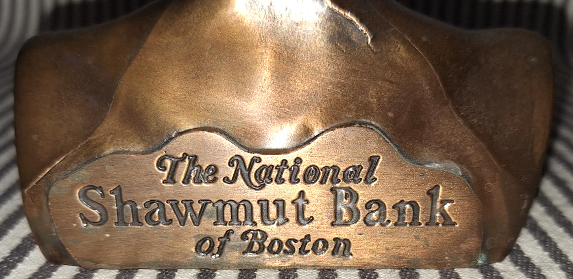 LOT OF 2 SET VTG SHAWMUT BANK OF BOSTON NATIVE AMERICAN INDIAN BOOKENDS BANKS