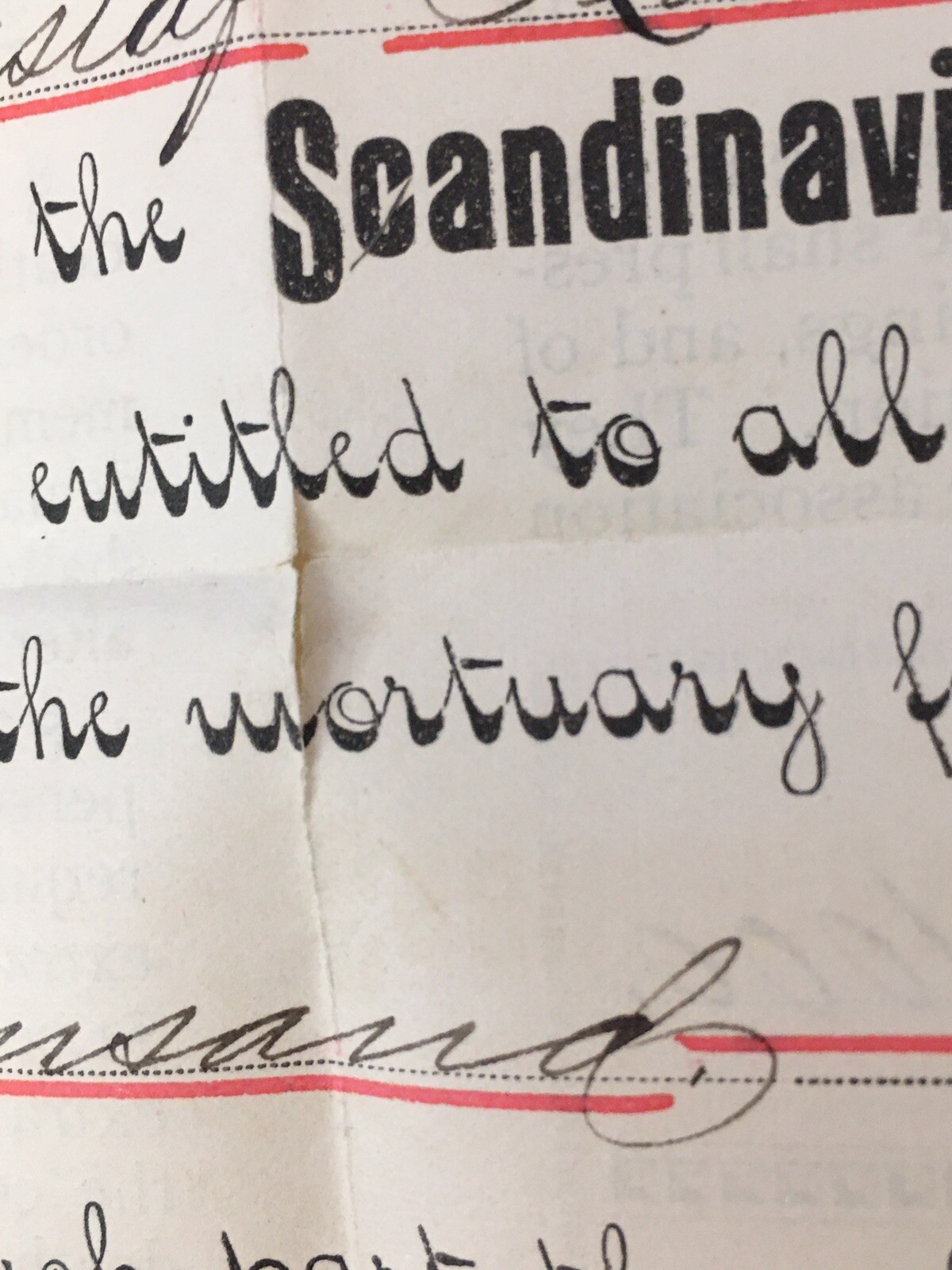 c.1888 Scandinavian Mutual Aid Association of Illinois Certificate of Membership