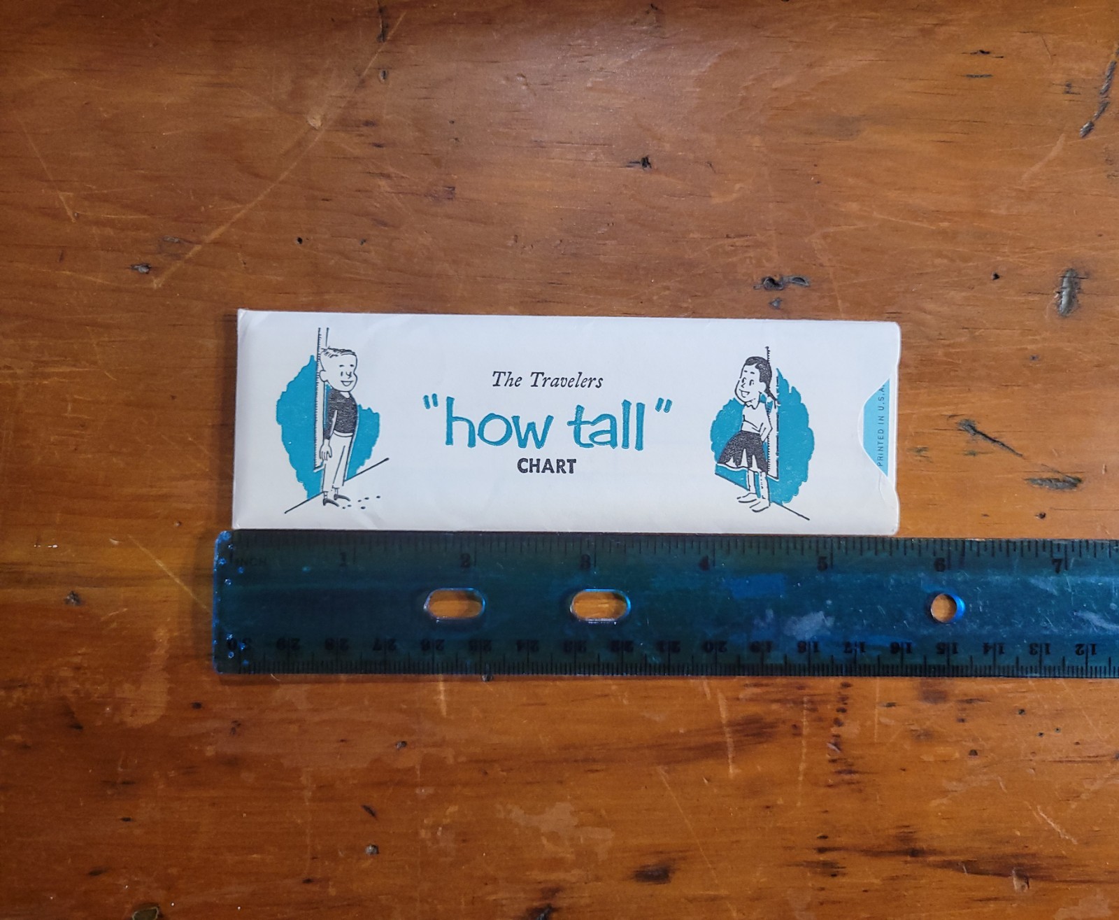 VTG ’60s The Travelers “how tall” Height Chart Insurance Advertising Made USA