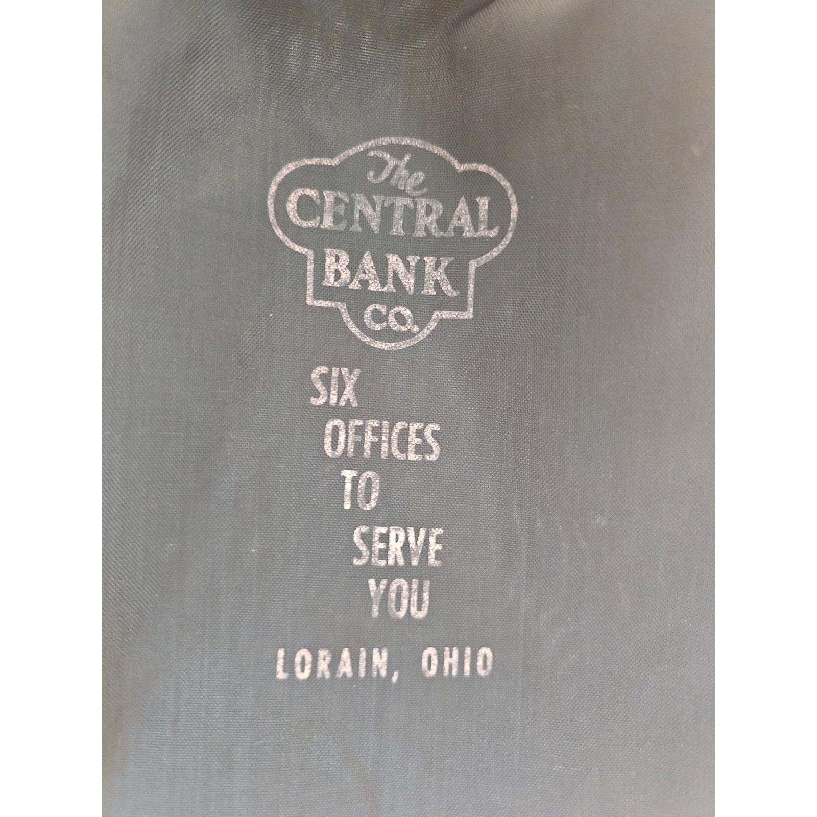Vintage Central Bank Co Lorain Ohio Drawstring Coin Deposit Pouch Bag Green