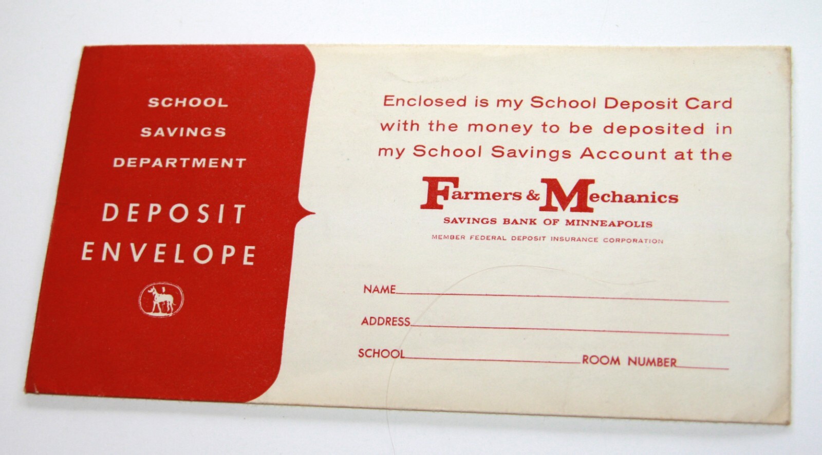 Vintage 1966 School Savings Deposit envelope punched cards Farmers & Mechanics