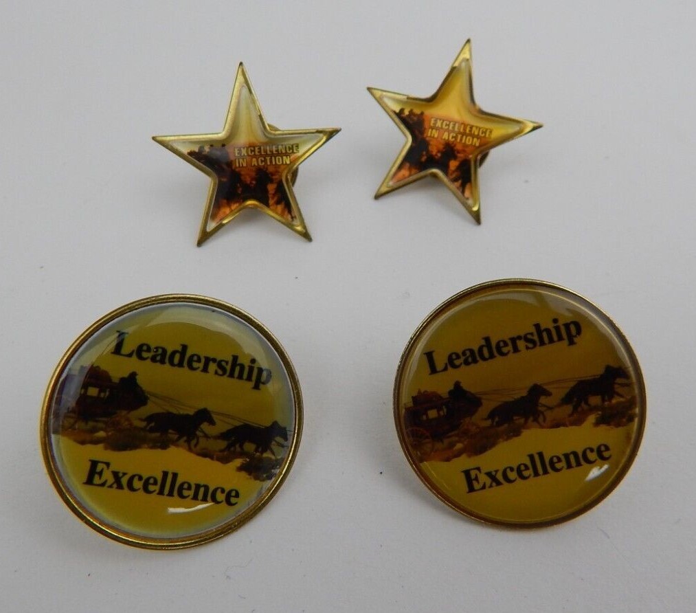 Lot of 4 Vtg Wells Fargo Logo Pin Star Leadership Excellence in Action