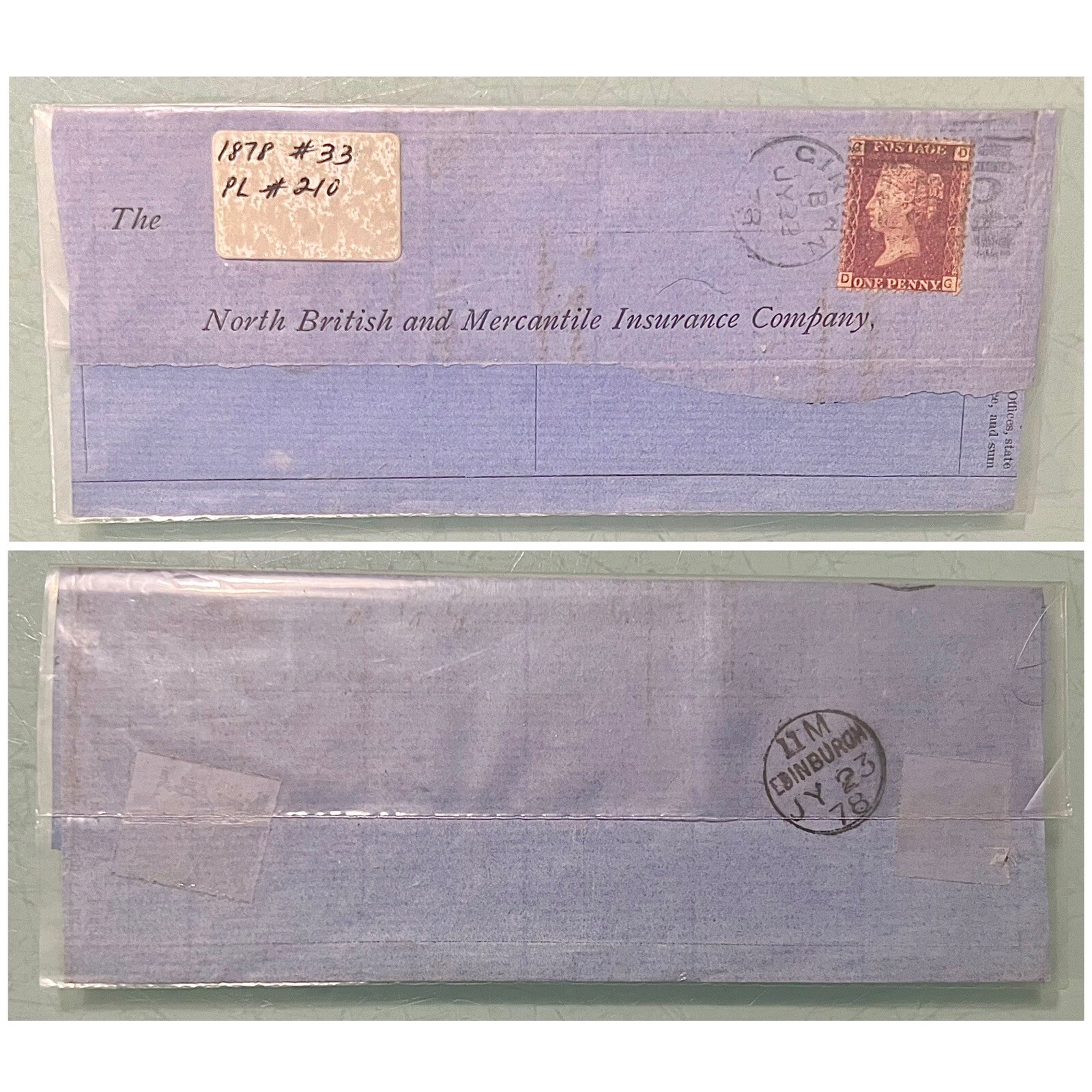 Lot of 8 NORTH BRITISH & MERCANTILE INSURANCE COMPANY 1870’s Letter Sheet Covers