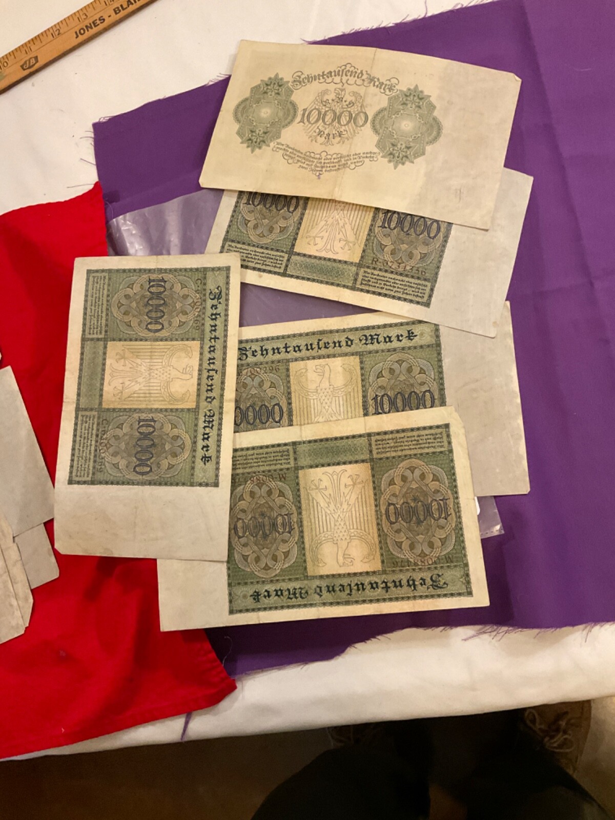 1578 POST WWI GERMAN INFLATION NOTES GROUP OF 19 NOTE TWO BACK MARKS 10,000$