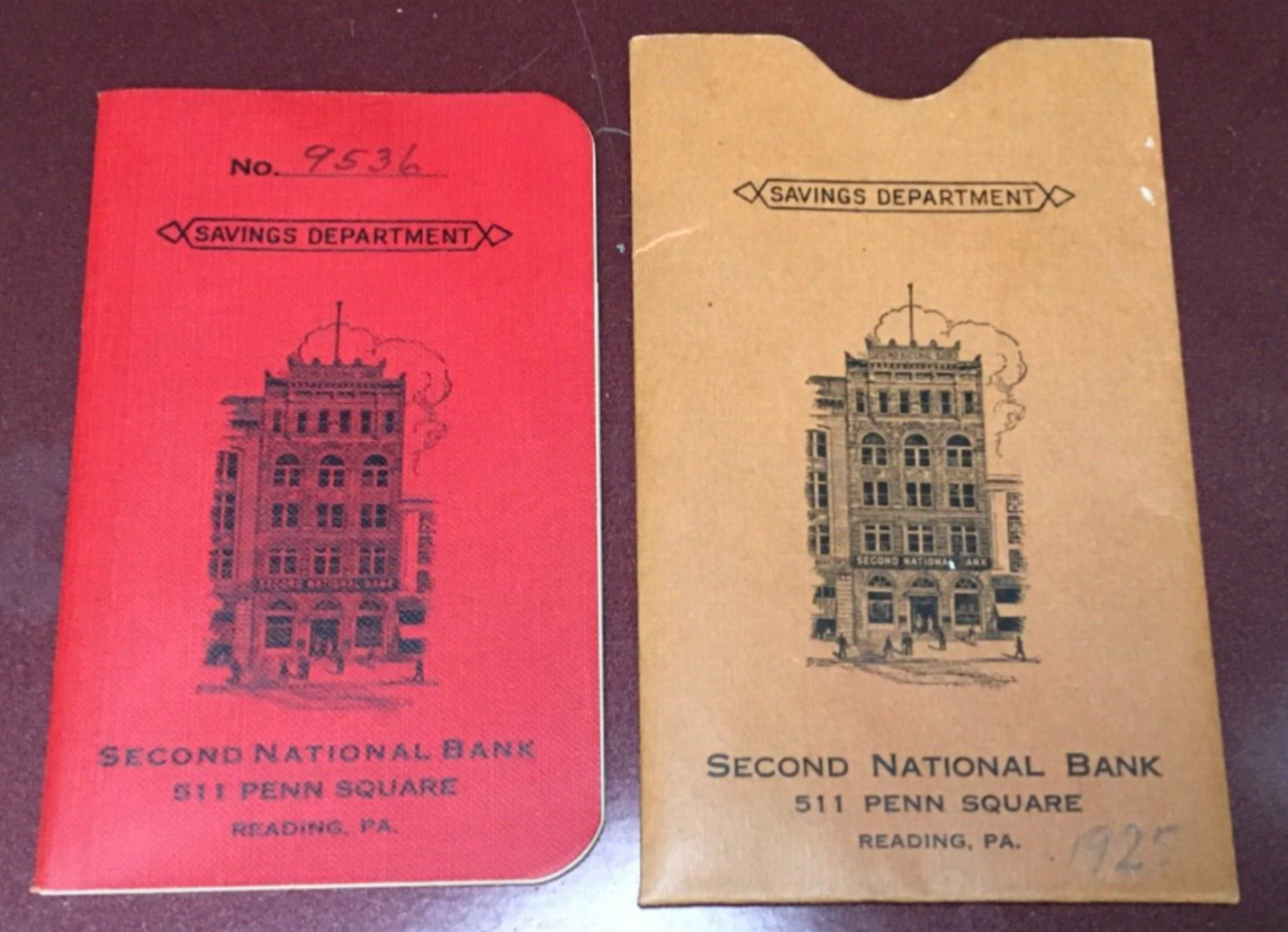 1925 Second National Bank 511 PENN SQUARE Reading PA Advertising Savings Book