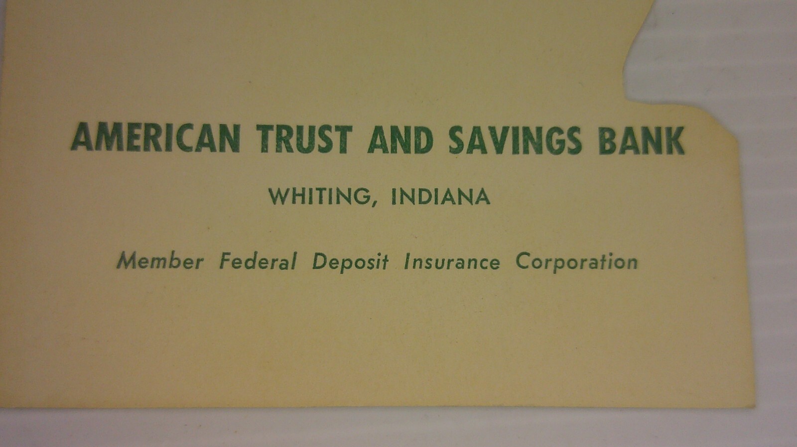 vintage die cut Santa Claus checking list American Trust Bank Whiting, Ind 9G