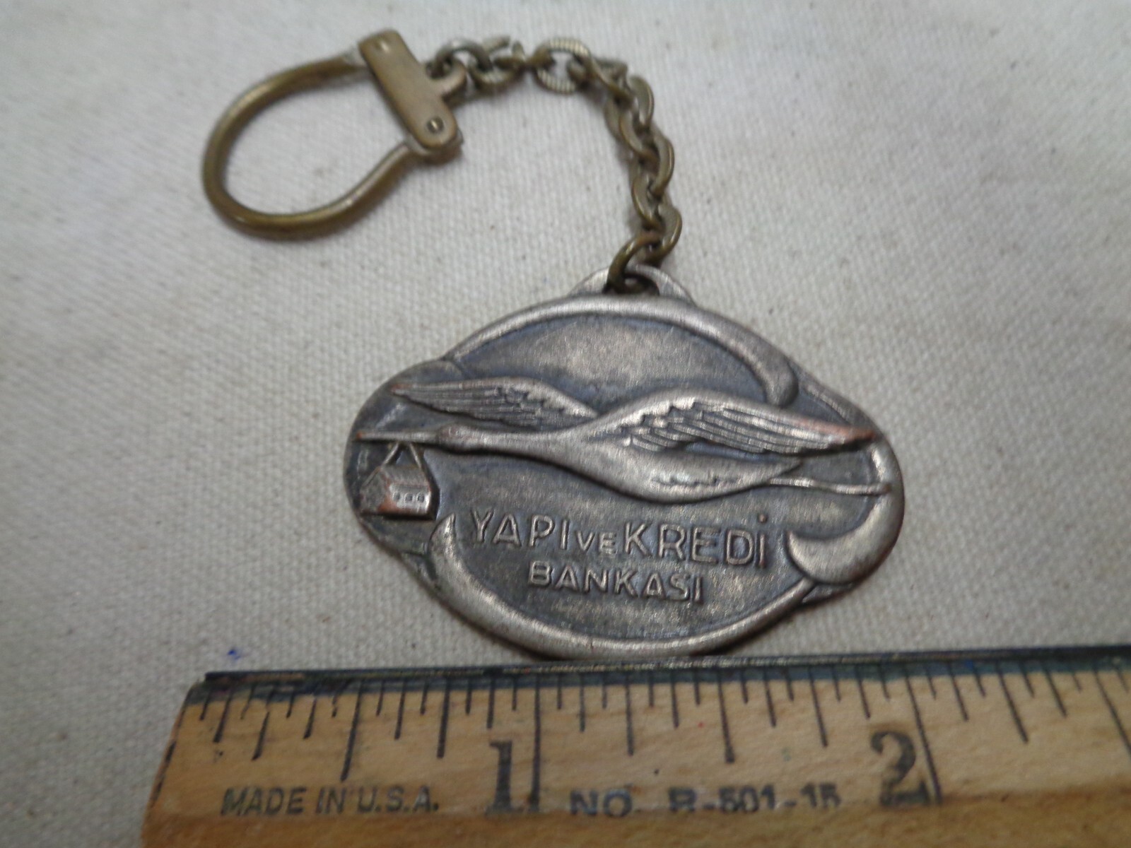 weird Turkish key chain BANK house LOANS 1969 1972 vintage