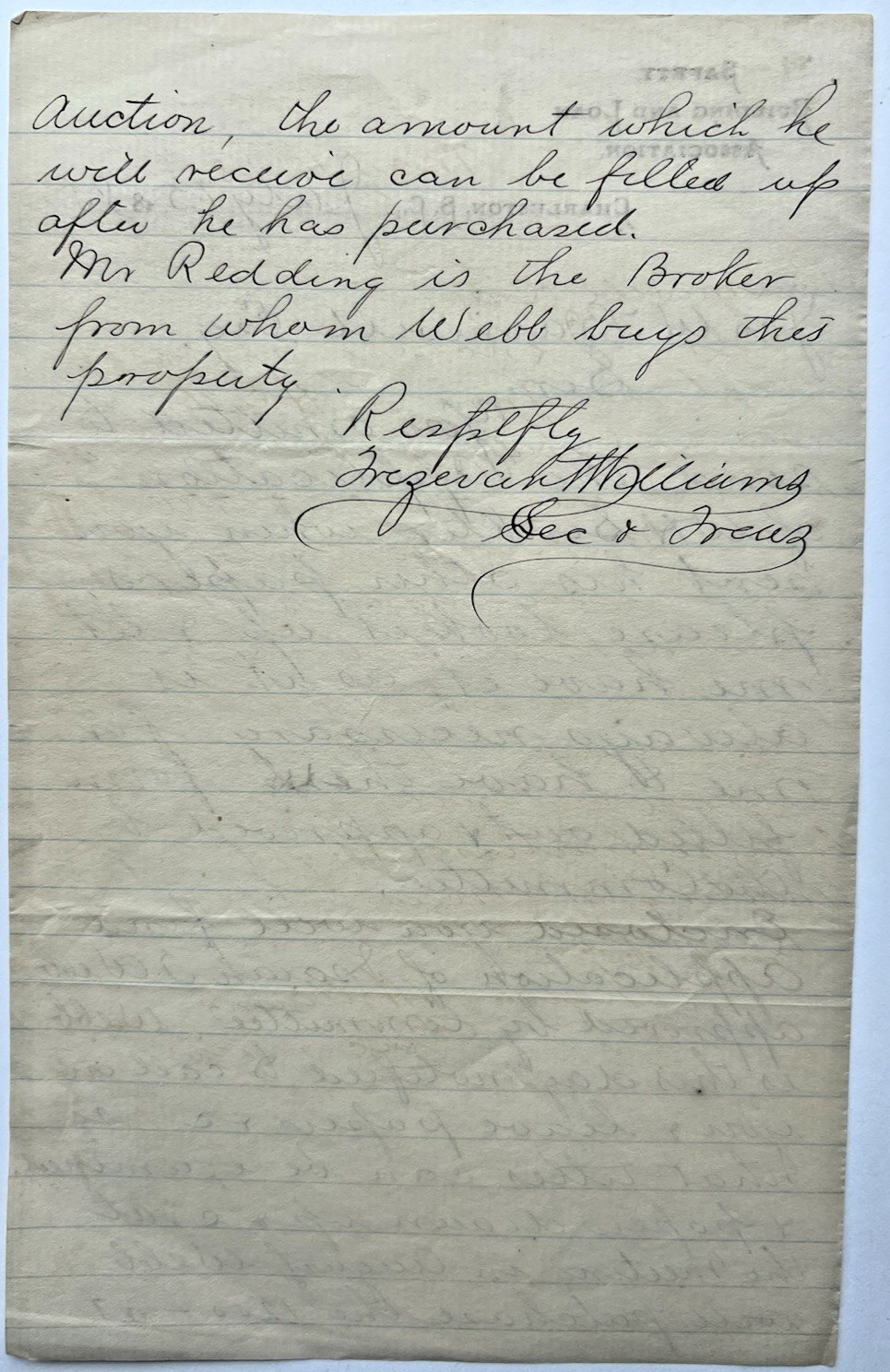 Rare CHARLESTON SC Safety Building & Loan Association 1885 Real Estate Letter 7E