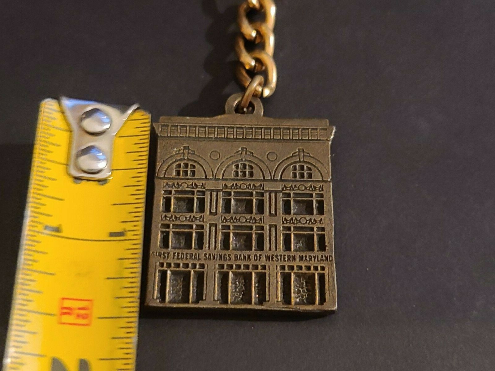 First Federal Saving Bank Cumberland, MD BRASS Key Chain Bank Promo 1986
