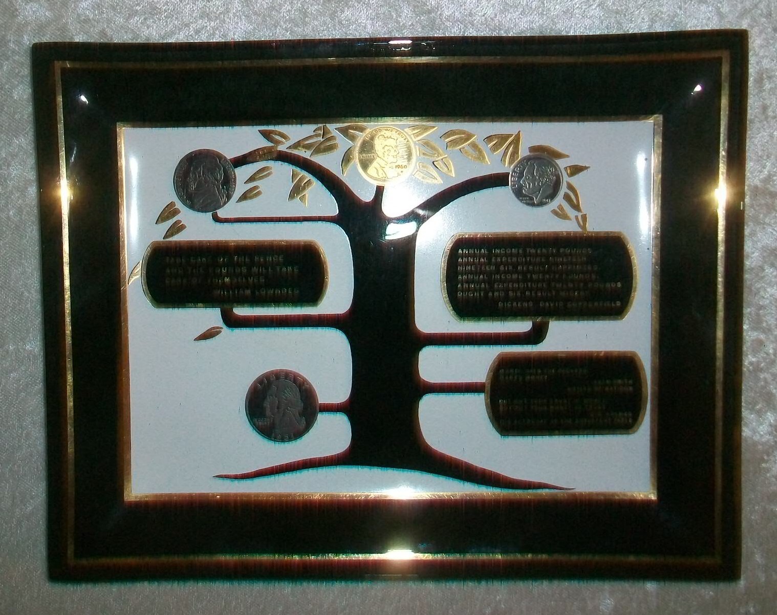 Vintage Danielson Federal Savings Loan Bank American Coins Money Tree Trinket