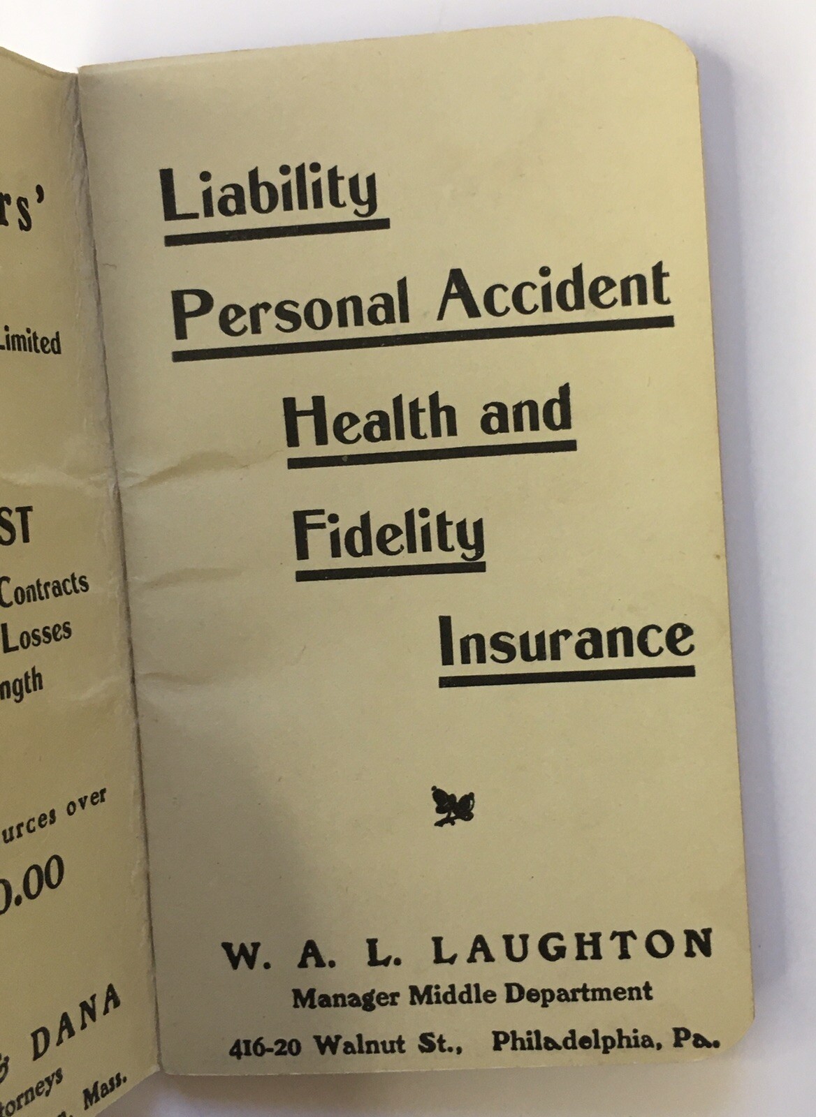 Employers’ Liability Assurance Corporation 1902-1903 Notepad Booklet w Calendar