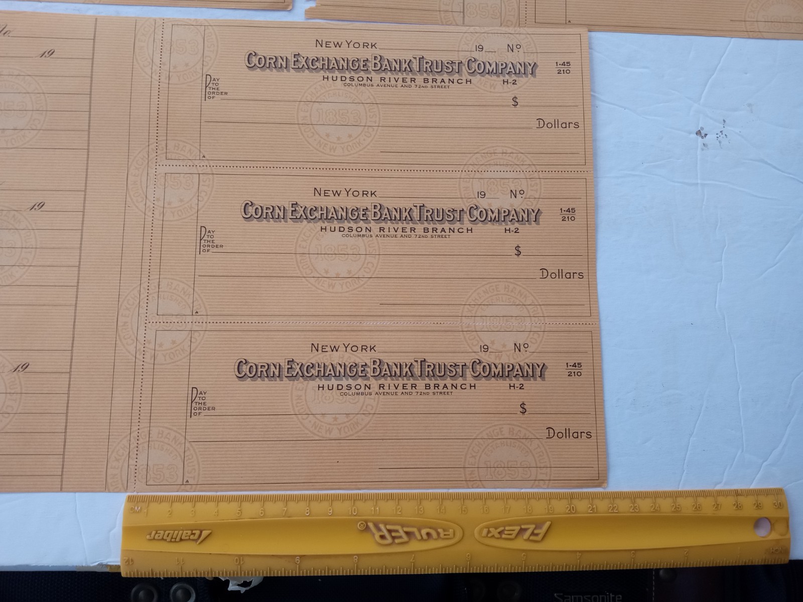 CORN EXCHANGE BANK TRUST Co. Hudson River NY Branch (9) Blanck Checks c.1945-50