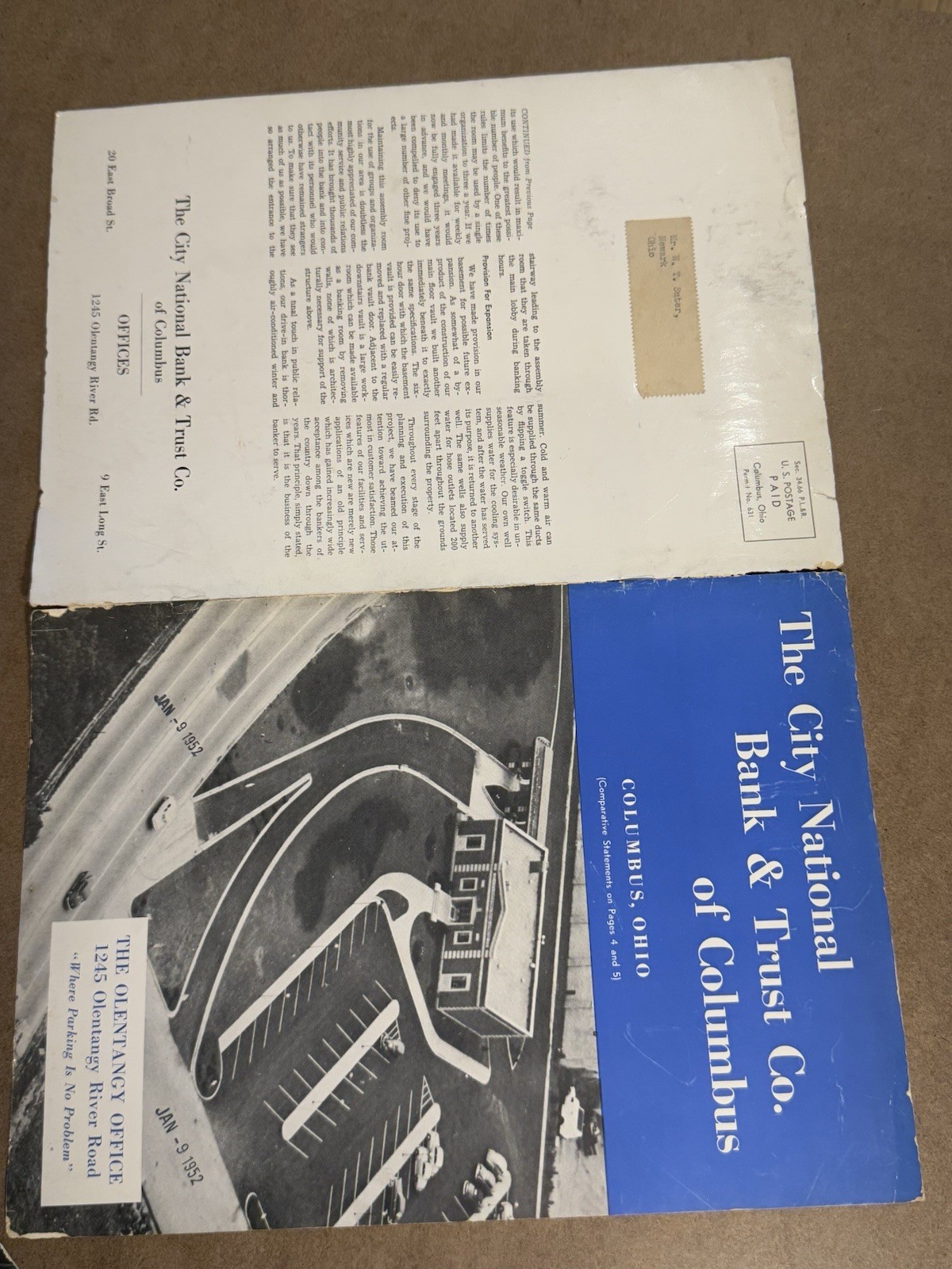 1951 City National Bank Columbus OH Annual Report Drive-In Banking Vintage