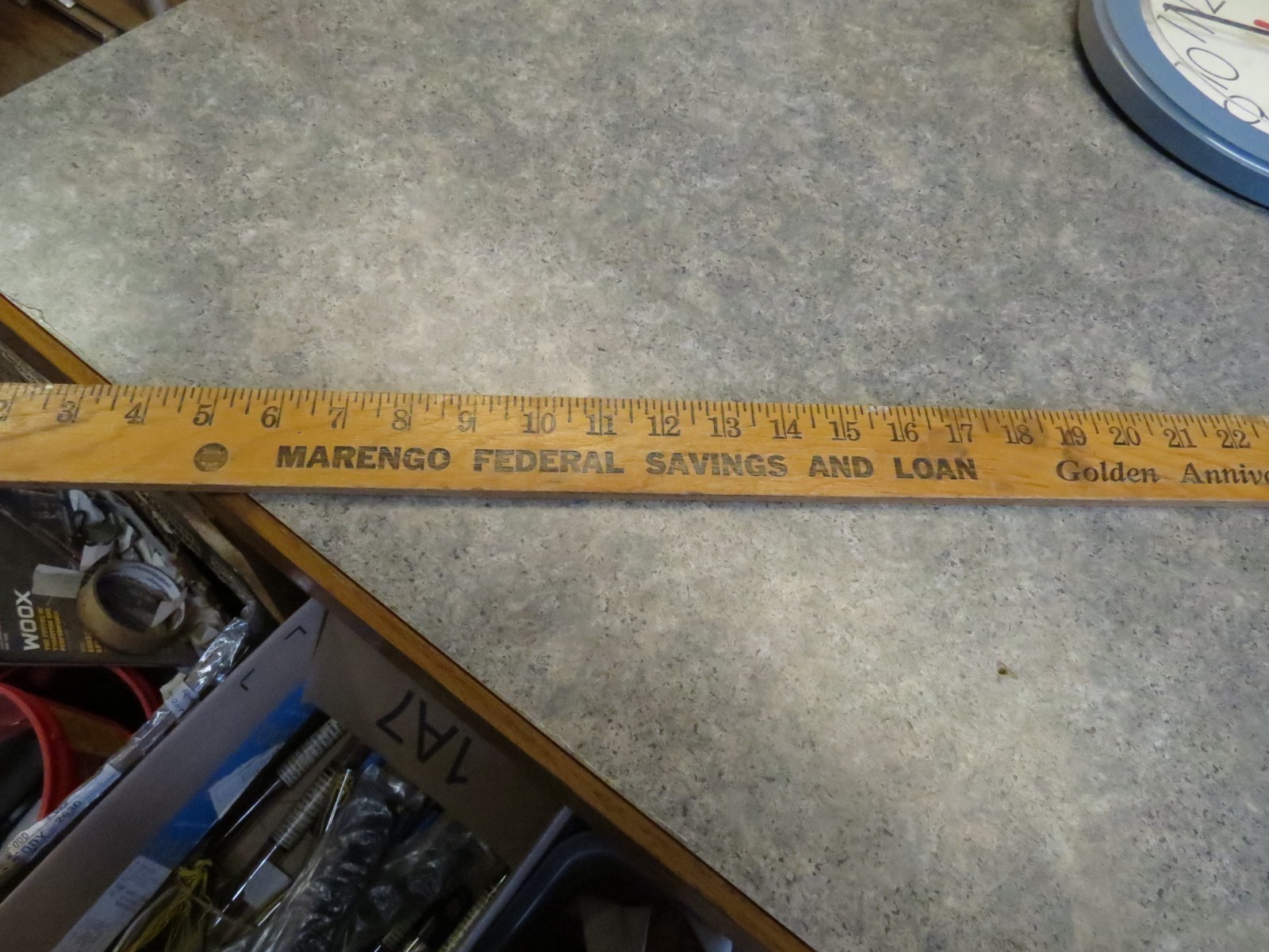 Vintage Yard Stick, Marengo Federal Savings and Loan, 1925-1975 Golden Annivers.
