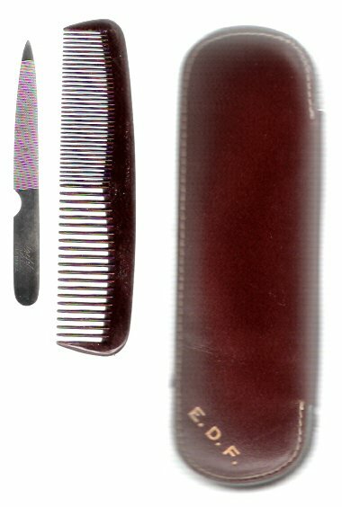 Antique 1940s Lint Brush Kit Comb Nail File E.D.F. Fischer Insurance Staunton IL