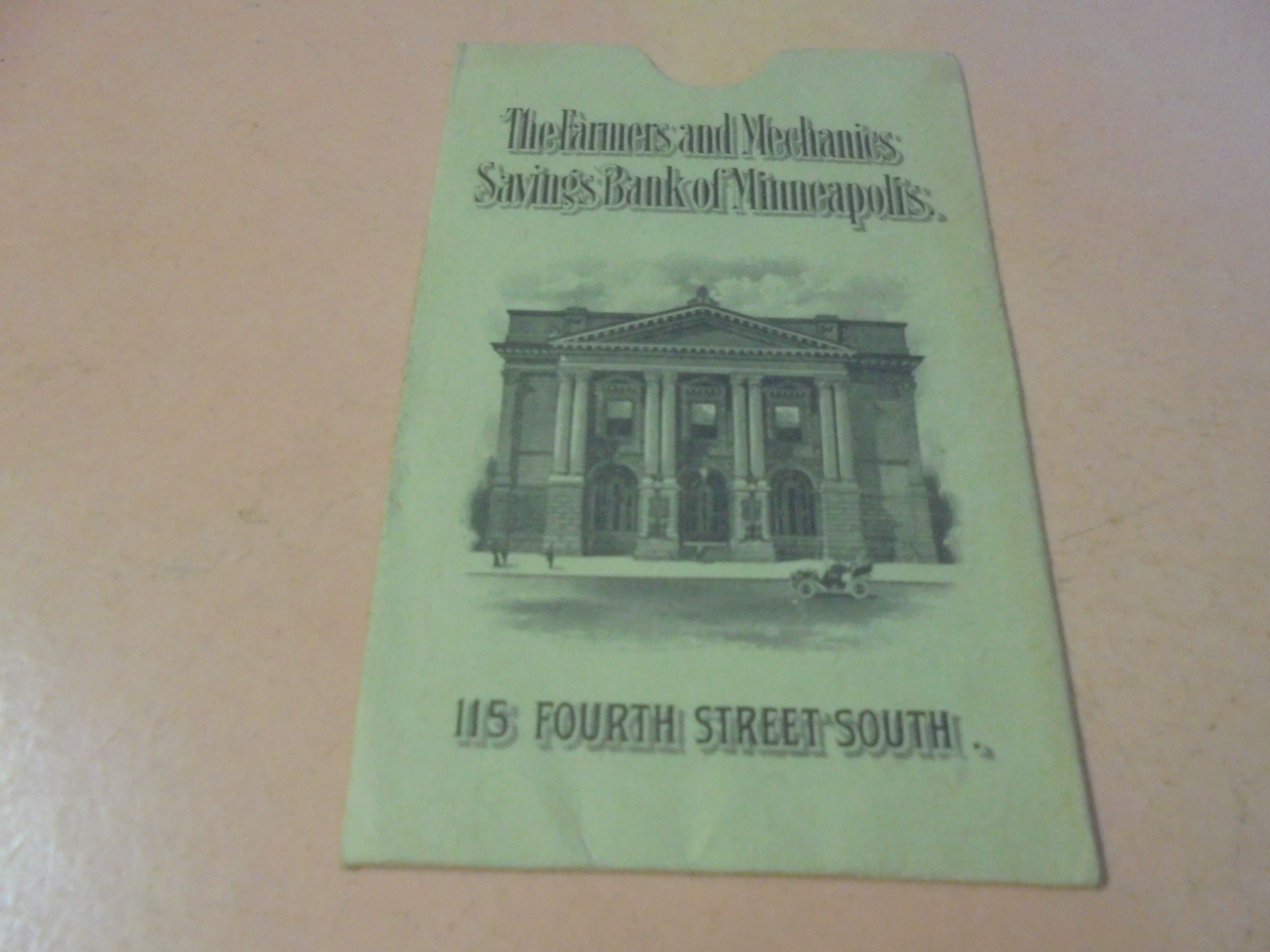 Vintage Farmers and Mechanics Bank Savings Book Envelope