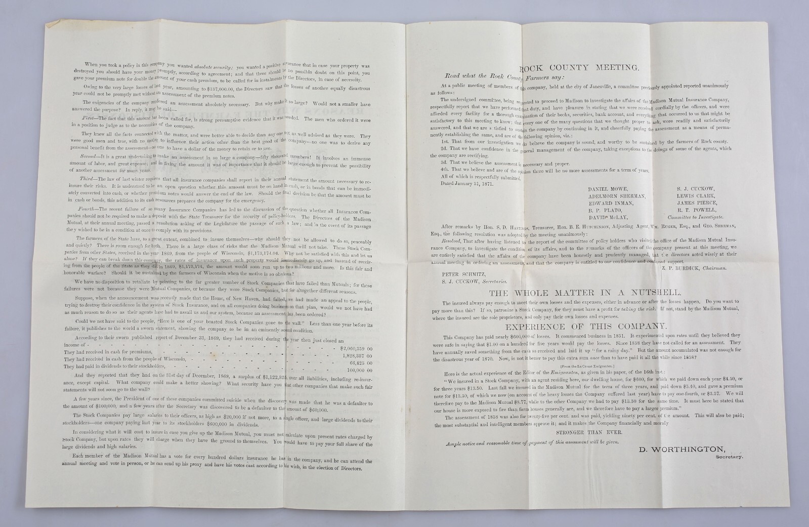 Antique 1871 Madison Mutual Insurance Co. Marketing Brochures & Policy