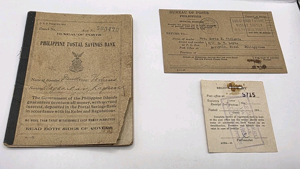 Bureau Of Post 1930s Philippine Savings Postal Savings Bank & 1956 Savings Bonds