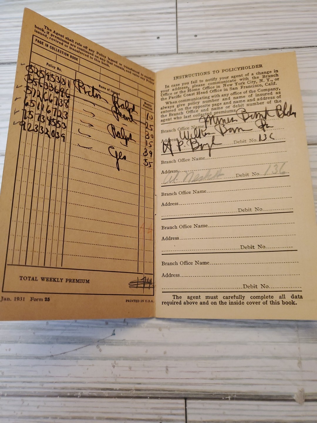 1930s Metropolitan Life Insurance Co Premium Receipt Book Don’t Pay to Strangers