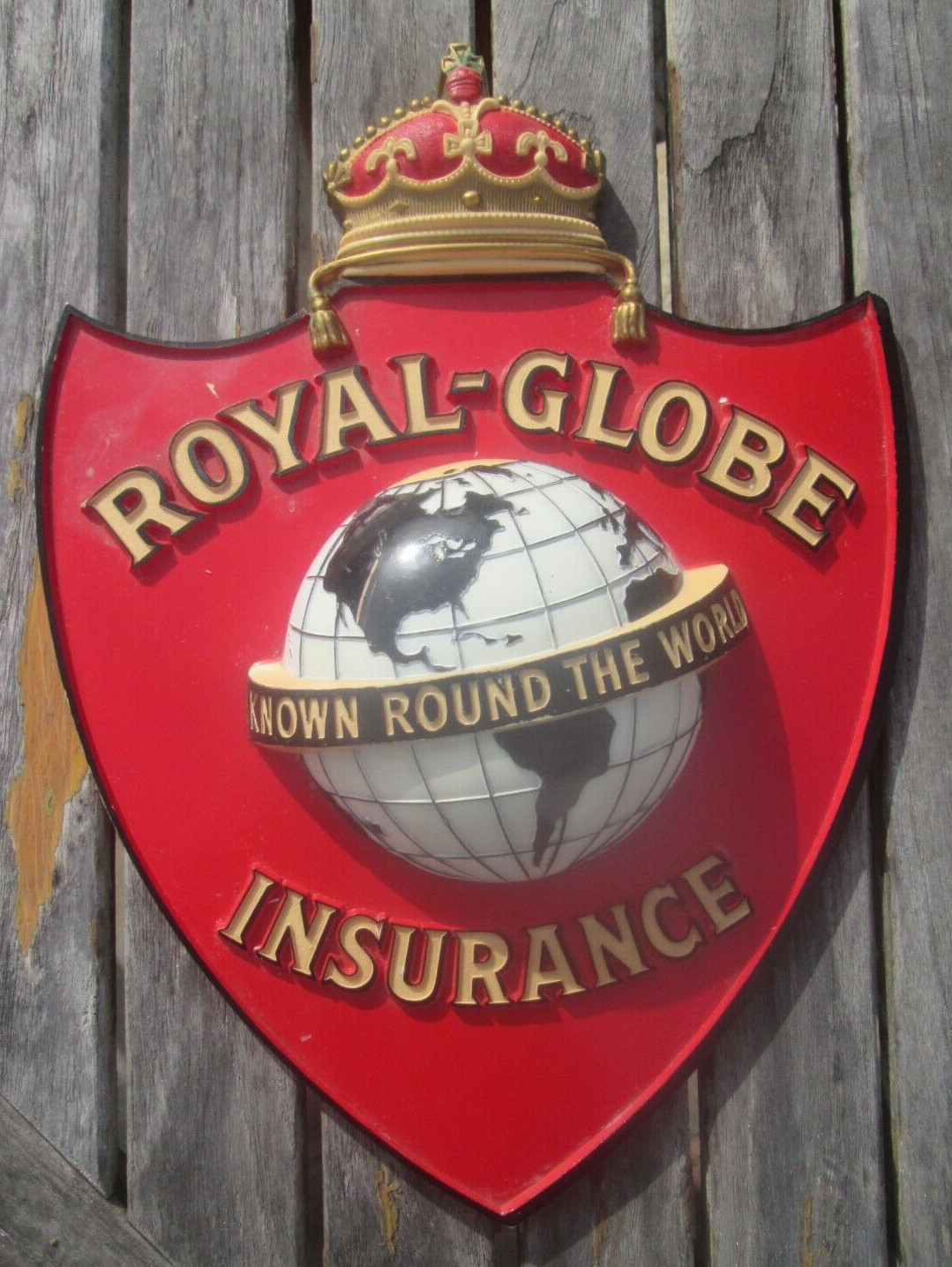 ROYAL GLOBE: Agency Represents Insurance Company Plaque/Sign- SHIELD/MARKER
