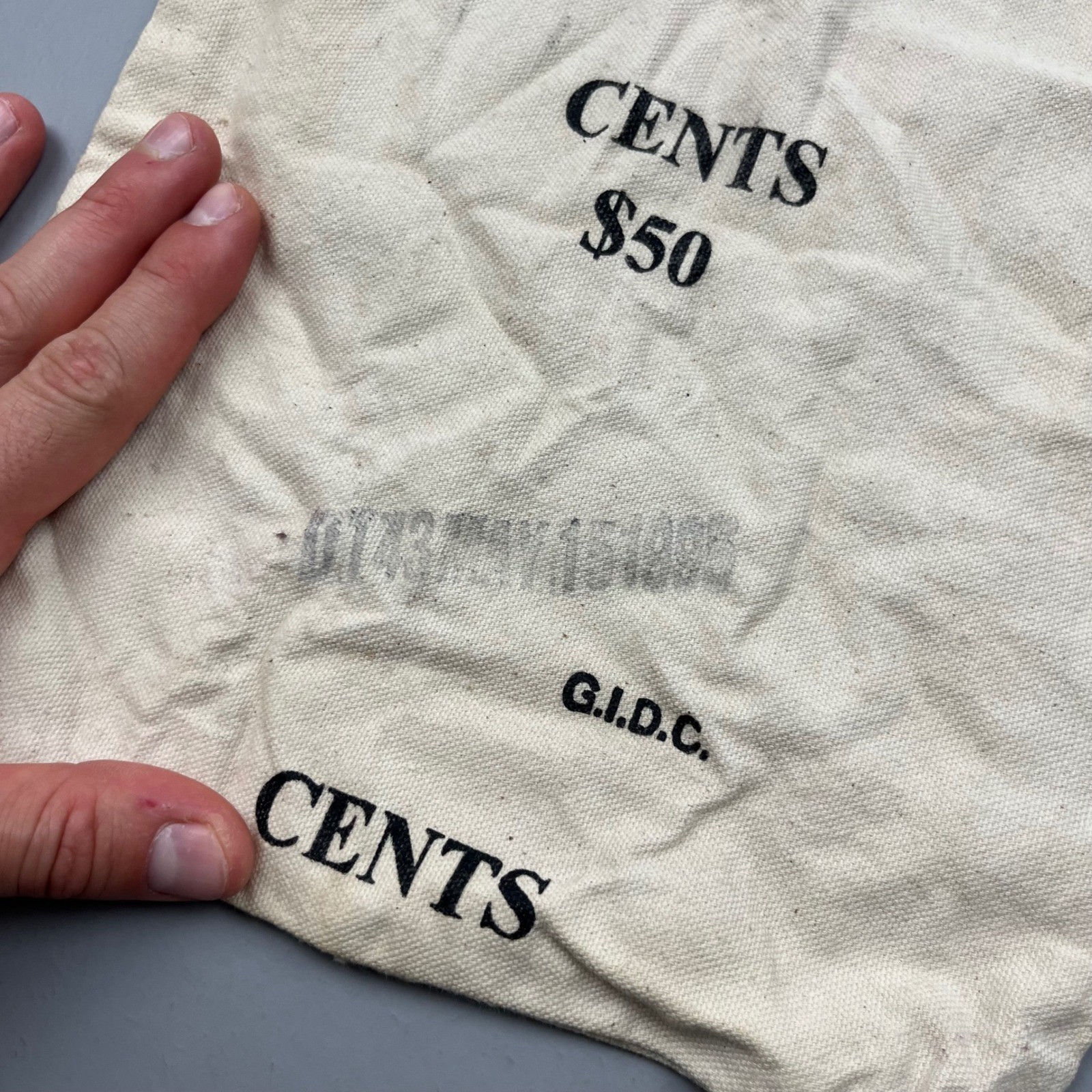 US Mint Coin Bag Unisex OS Cream Canvas $50 Cents G.I.D.C. Vintage Money Pouch