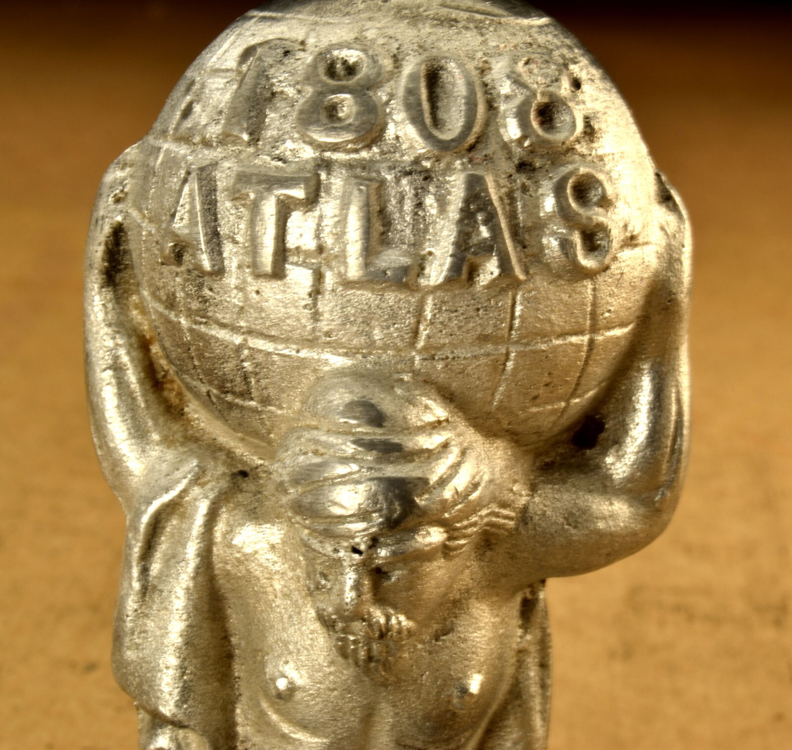 1808 Atlas Assurance Pewter Paper Weight. Atlas lifting the world. 4″x2″x2″