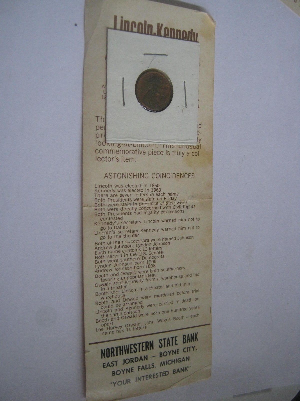 1970s Northwestern STATE Bank, Boyne Falls/City, East Jordan LINCOLN KENNEDY Adv