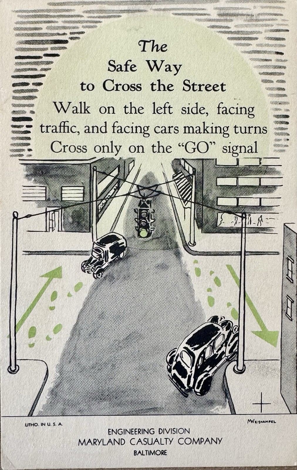 Maryland Casualty Safety Education 1940s Weishampel 986C Postcard