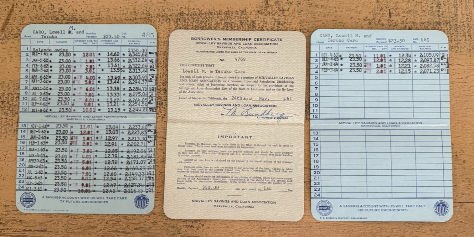Marysville California Midvalley Savings And Loan Bank Savings Books Early 1960s