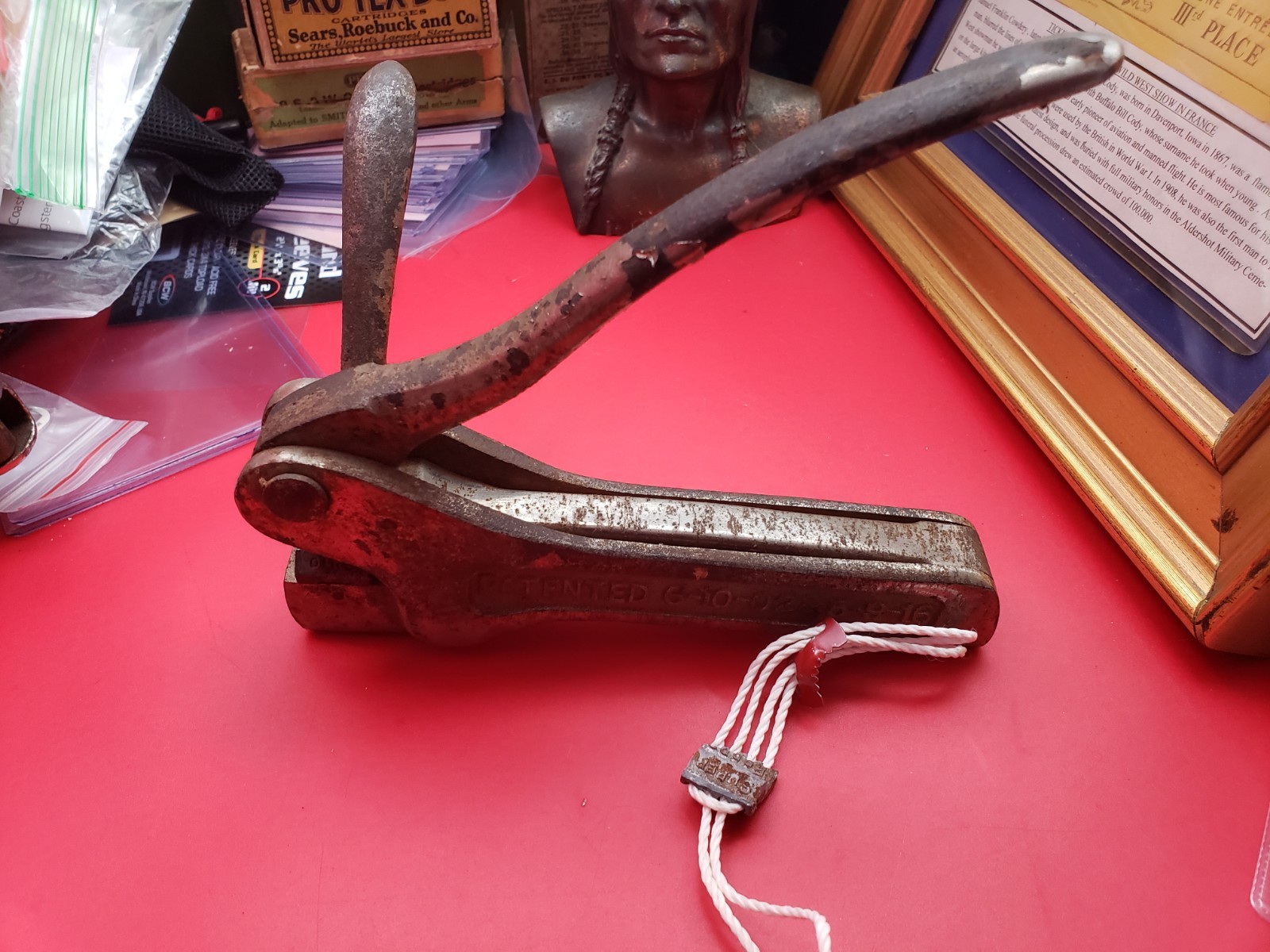 ANTIQUE 1916 PORTER SAFETY SEAL LEAD BANK BAG SEAL CRIMPER SUPER FOODS CLEVELAND