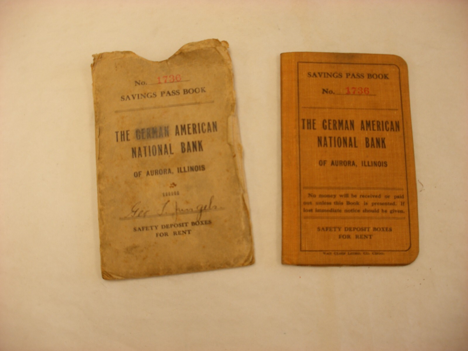 Vtg Advertising The German American National Bank Aurora IL Savings Book 1913