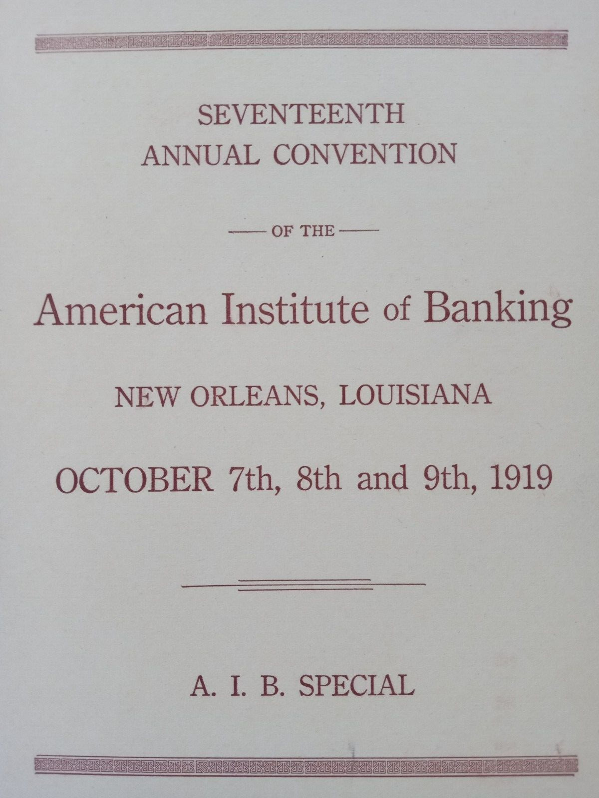 1919 AIB Annual Convention New Orleans LA Philadelphia Chapter Delegates Booklet